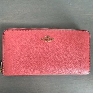 Coach Accordion Zip Wallet in Coral Pink